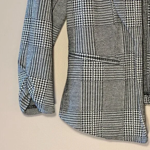 Women's S BAR lll Plaid/Herringbone Blazer Black White Open Style - Picture 5 of 8
